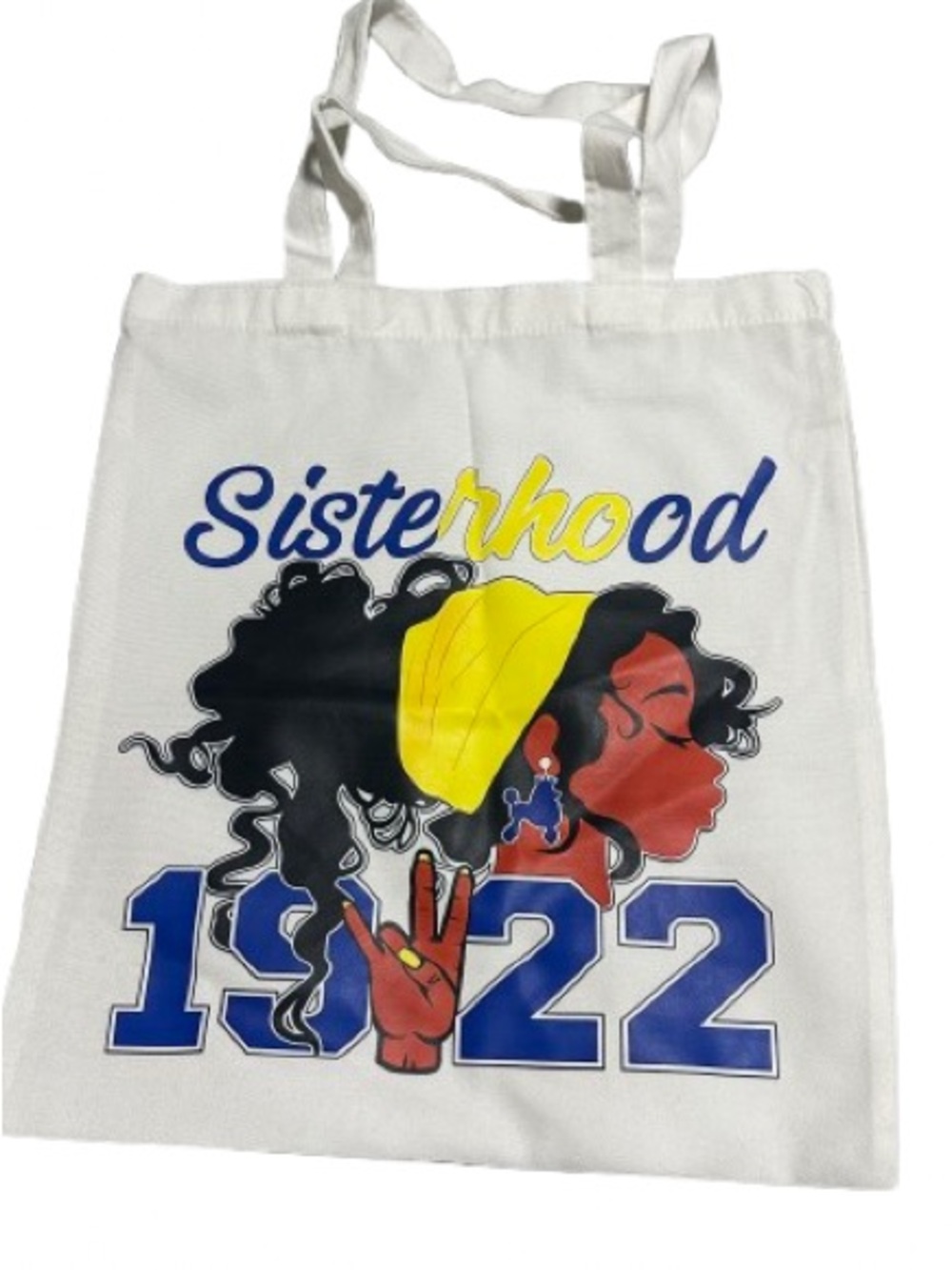 Sisterhood 1922 Graphic Tote Bag - White with Yellow & Blue